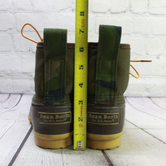 LL Bean Green Canvas Lace Up Insulated Ankle Duck Boots Size 8 M - Picture 6 of 9